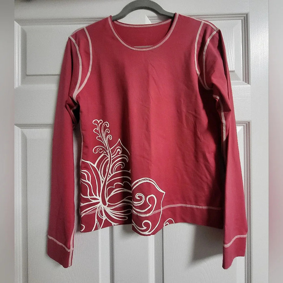 Athleta- EUC- Long Sleeve Swim Cycle Top,  Size M,  Coral/Salmon  Color - Picture 1 of 5